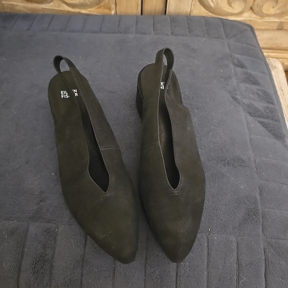 Eileen Fisher Women's Black Suede Mules